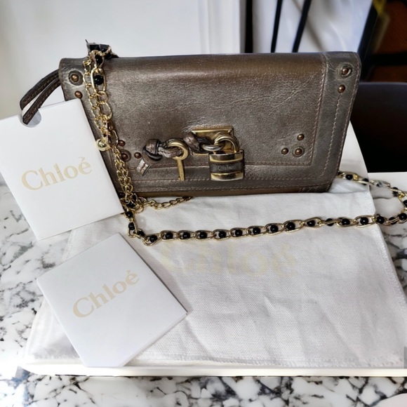 Chloe Handbags - Chloé Paddington lock & key calfskin wallet W/ dustbag